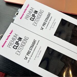 Donna Bella Hair Premium Clip In Extensions 14” Darkest brown and jet black